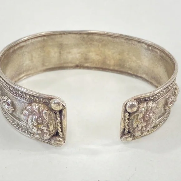 Sterling Silver Om Mani Padme Hung Mantra Cuff - Picture 3 of 4